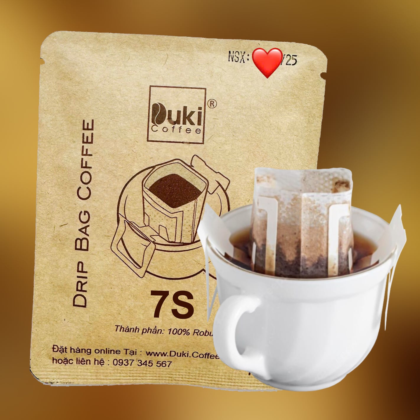 Drip Coffee Duki 100% Robusta -15Gr (Cà phê phin giấy)
