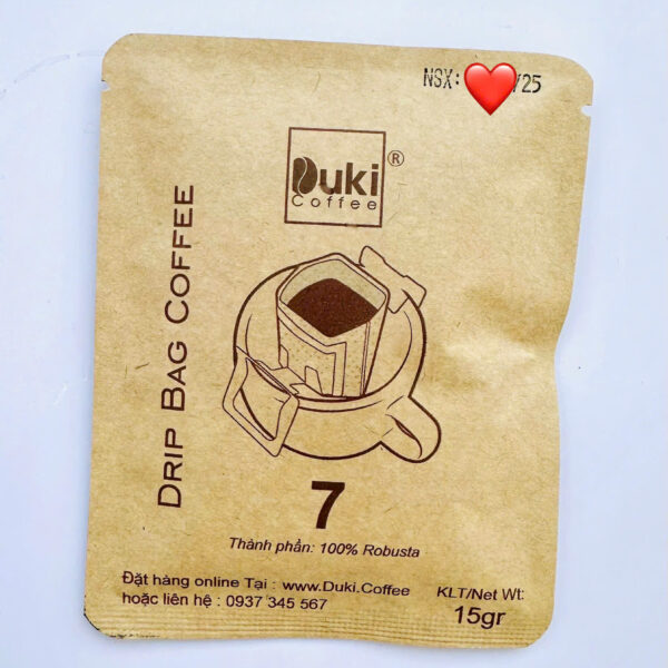 Gói Cafe Drip số 7 Duki 15Gr 100% Robusta (cà phê túi lọc)