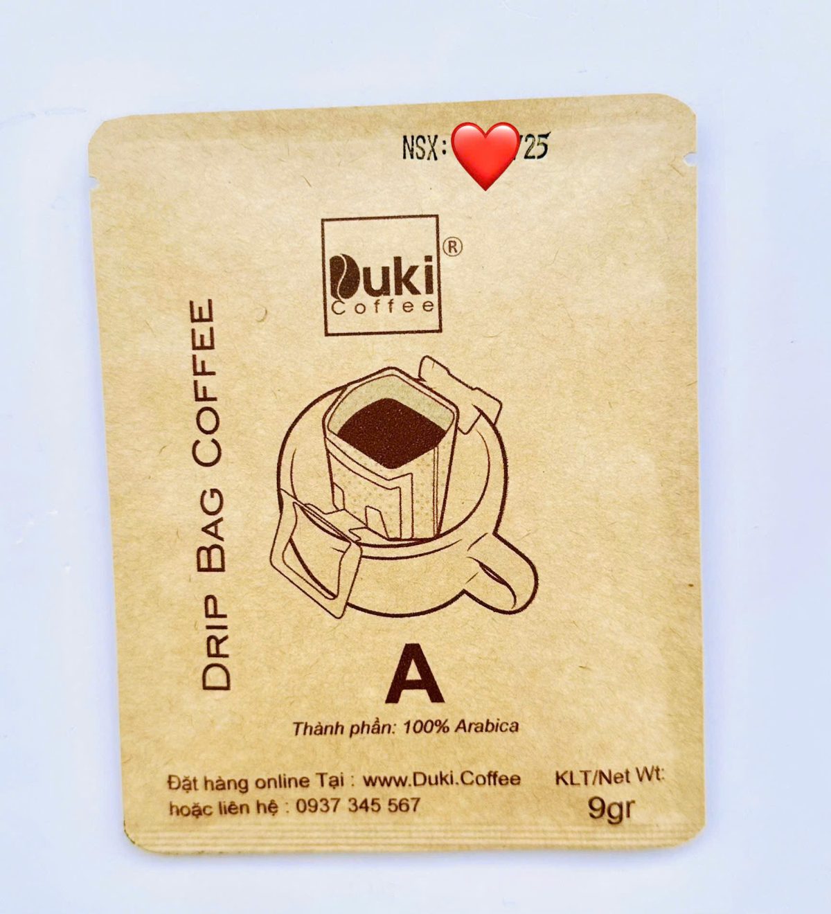 Gói Cafe Drip Duki A 9Gr 100% Arabica (cà phê túi lọc)